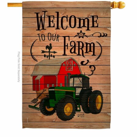 PATIO TRASERO Welcome to our Farm Country Living Primitive 28 x 40 in. Double-Sided Vertical House Flags PA4072432